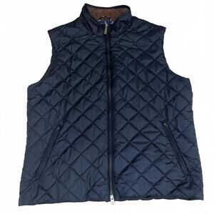 Brooks Brothers Vest Mens XL Thermore Quilted Blue Zip Plaid Accent Classic